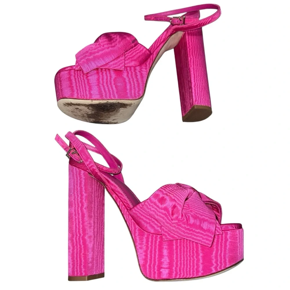 Larroude Elle Ankle Strap Platform Heels In Pink Ariana Magenta